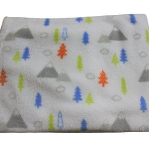 Falls Creek Baby White Mountain Tree Fleece Infant Blanket Blue Orange Boys HTF